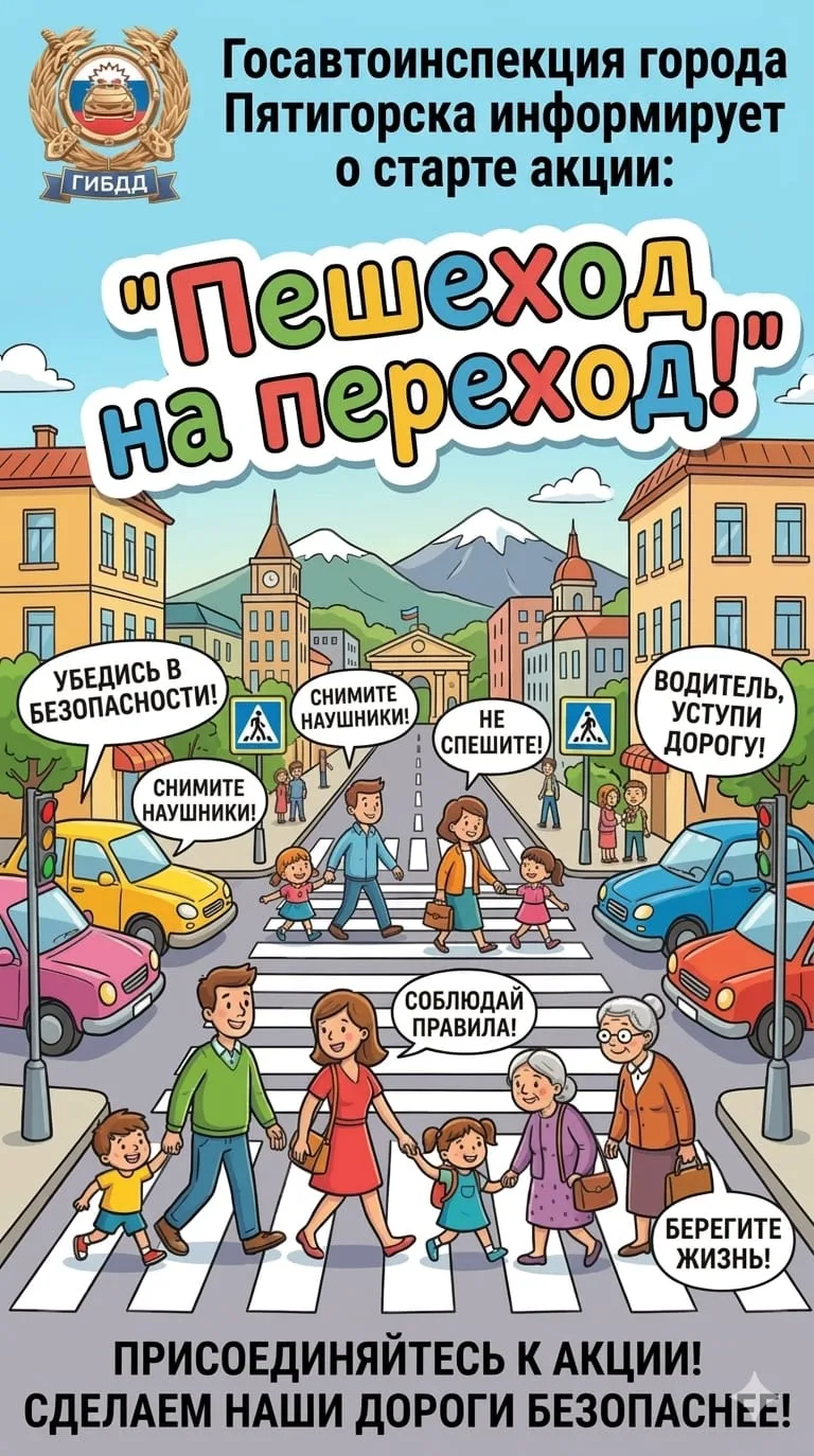 ⚠️🚸⚠️В Пятигорске стартовало профилактическое мероприятие «Пешеход на переход»
