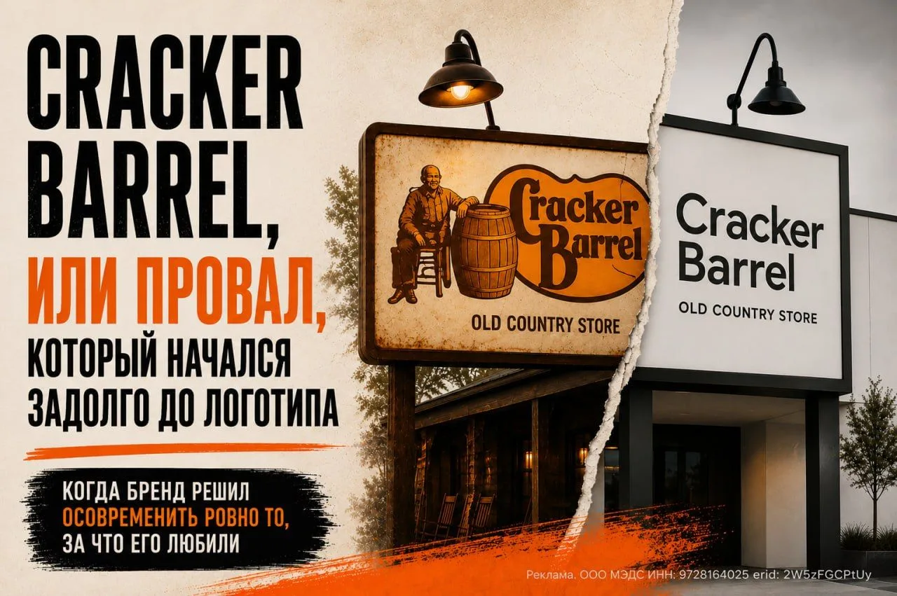 Cracker Barrel, или провал который начался задолго до логотипа

В понедельник ушла CEO Cracker Barre