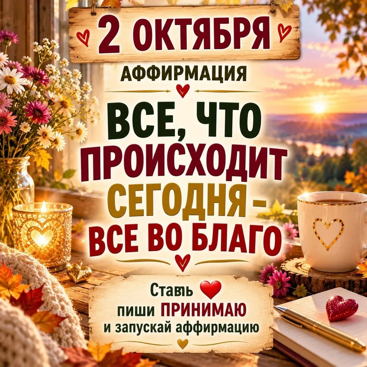 🍂 2 октября начинаем с доброй мысли: всё, что приходит сегодня, пусть ведёт нас к лучш...