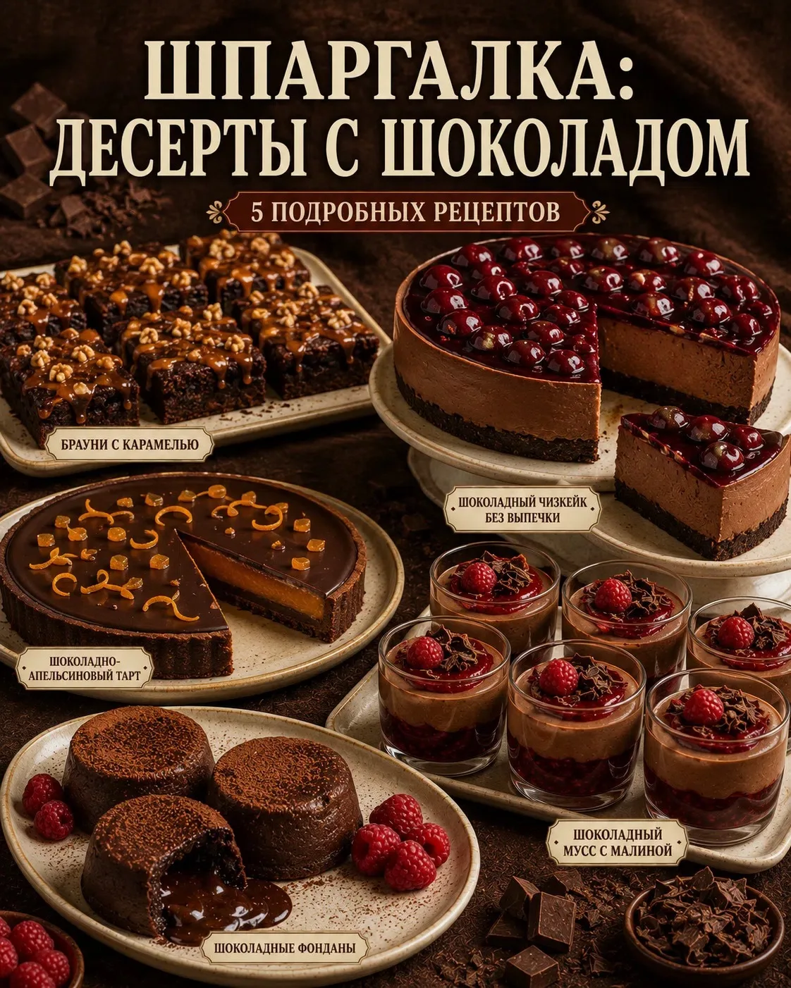 Шпаргалка: десерты с шоколадом 🍫