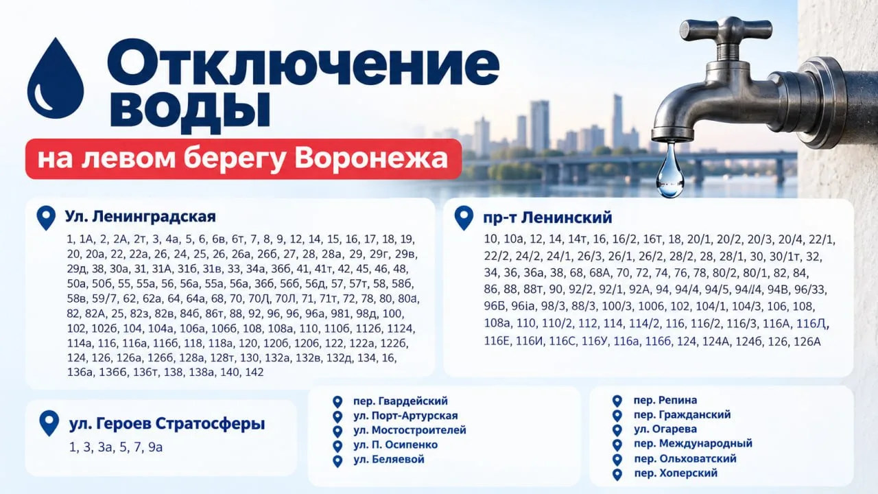 💧 Часть домов на Левом берегу останется без холодной воды