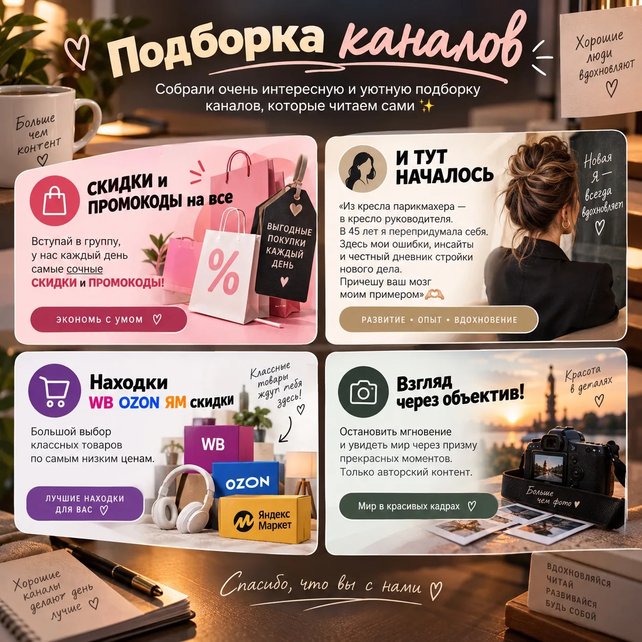 Собрали очень интересную и уютную подборку каналов, которые читаем сами ✨