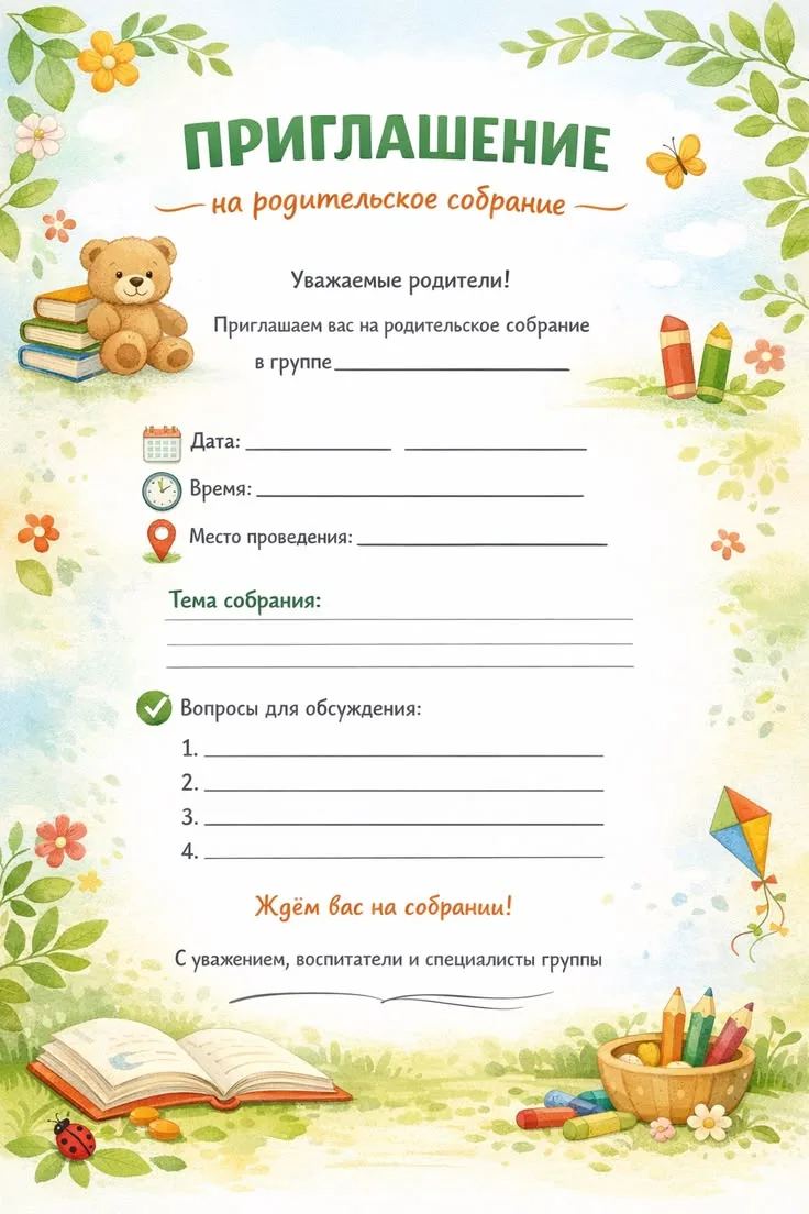 Приглашение на родительское собрание