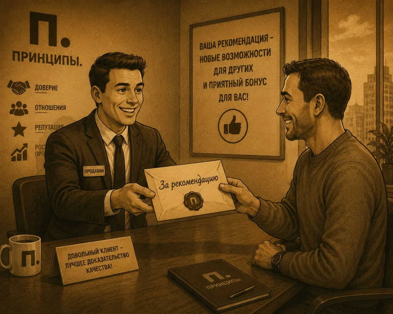 П. Принципы благодарности за рекомендации

Отличная новость Клиент порекомендовал тебя своему знаком