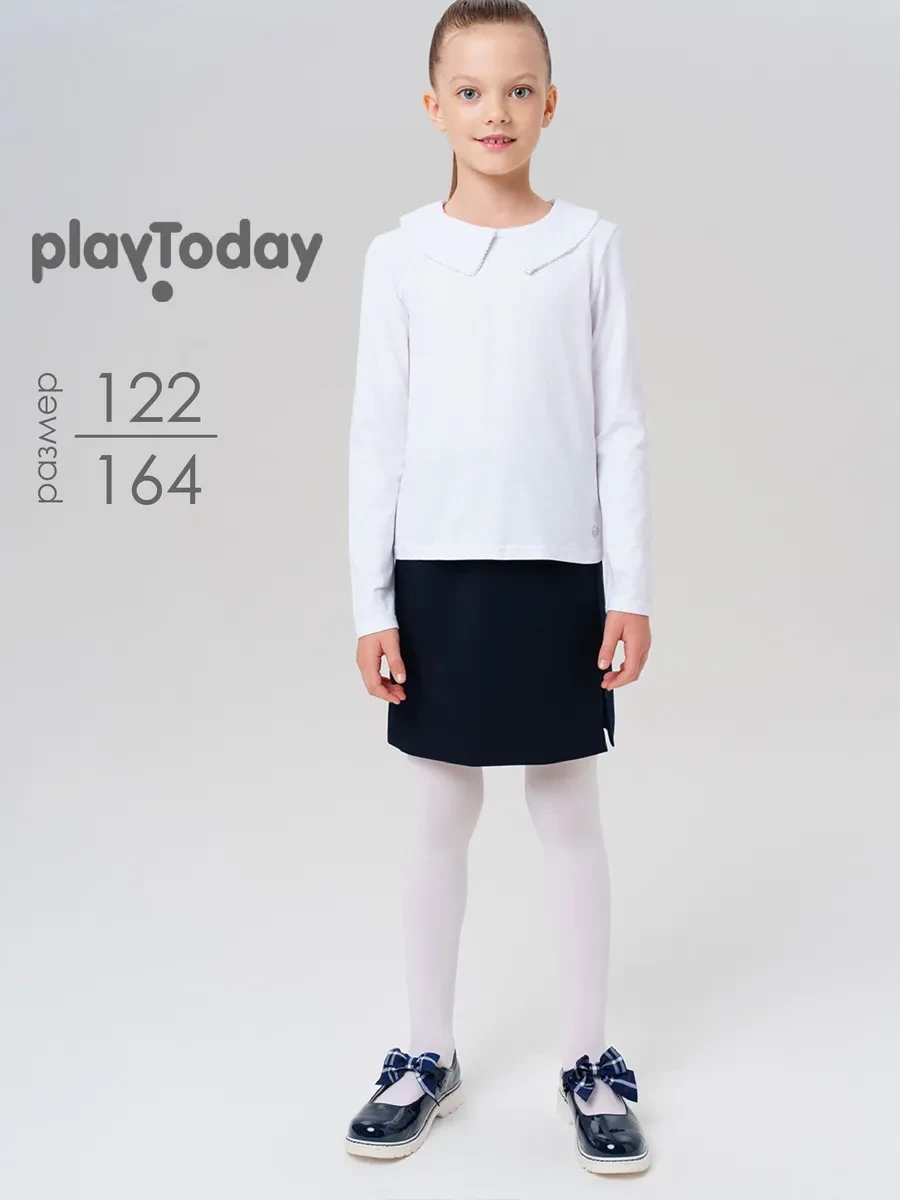 ⚡️ Блузка белая школьная форма лонгслив с воротником нарядный, PlayToday