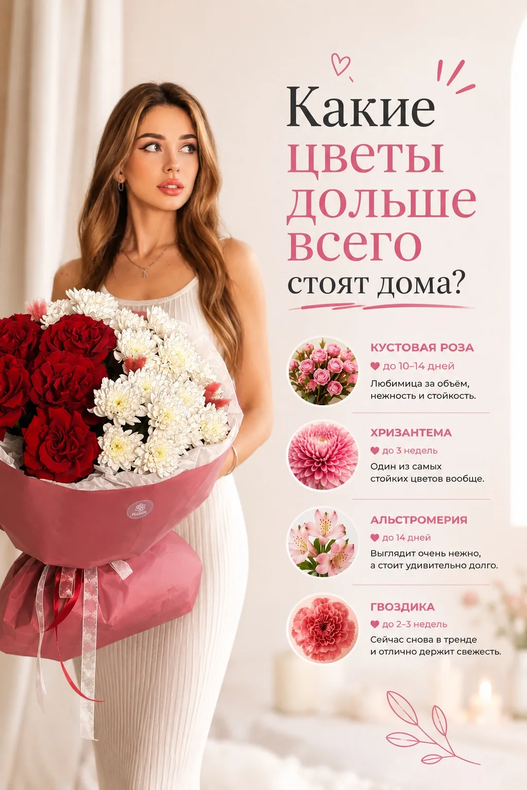Какие цветы дольше всего стоят дома? 👀