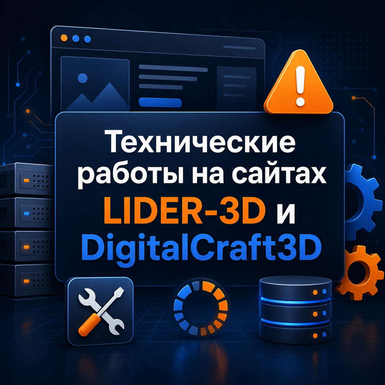 ⚙️Друзья! Сегодня на наших сайтах LIDER-3D и DigitalCraft3D проводятся технические работы!

Сайты мо
