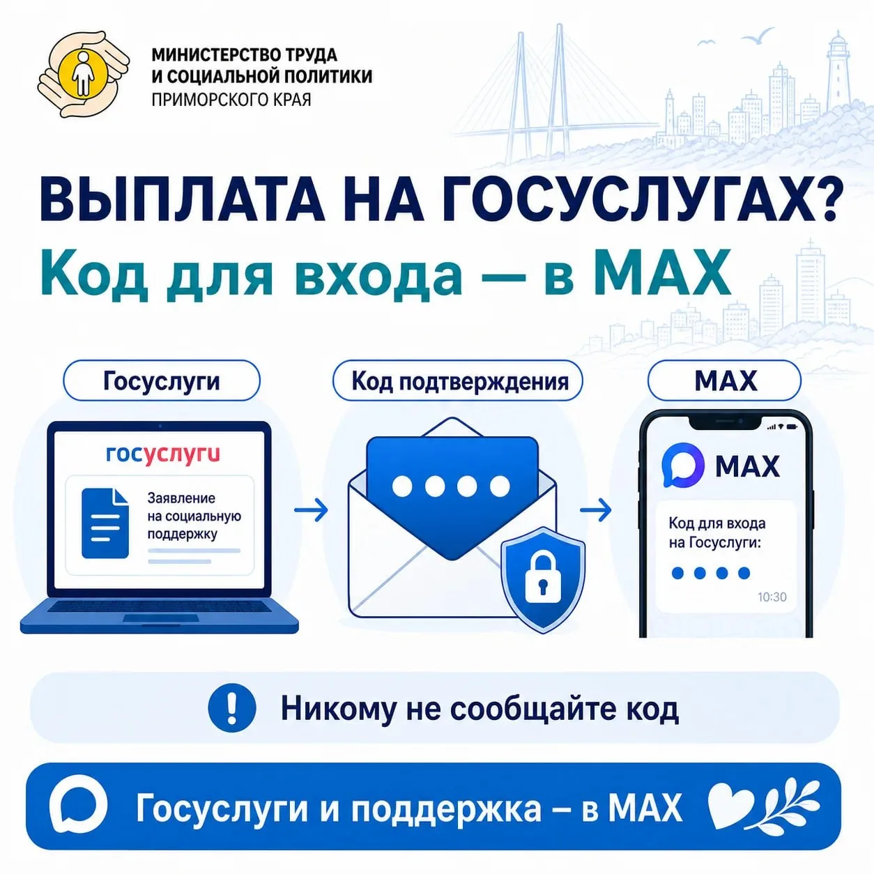 🔐 Оформляете выплату на Госуслугах? Код для входа можно получать в MAX