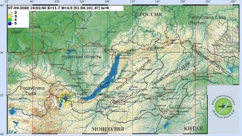 🫨 Землетрясение в Бурятии ночью 8 сентября докатилось до Иркутской области