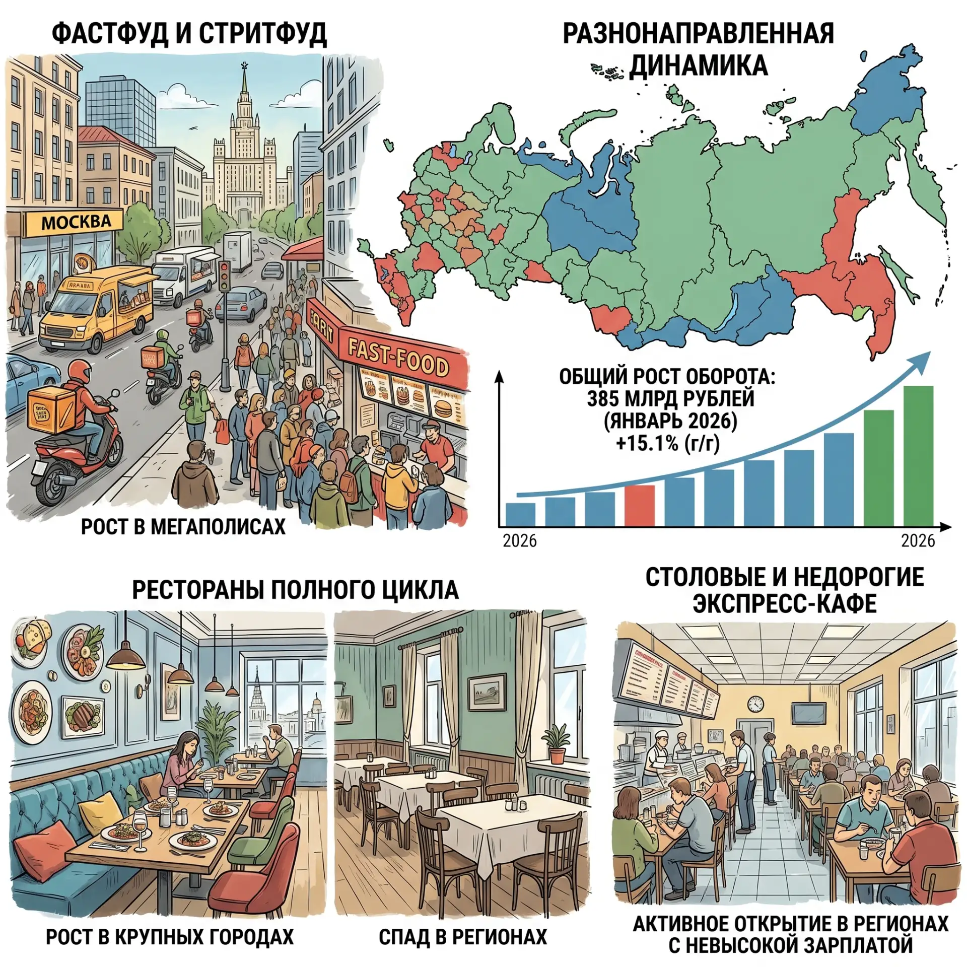 В 2026 году российский рынок общественного питания демонстрирует разнонаправленную дина...