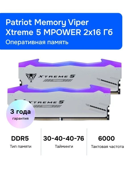 🛍 Модуль оперативной памяти Patriot Memory 16 ГБ DDR5 PC48000 6000 MHz CL 30
