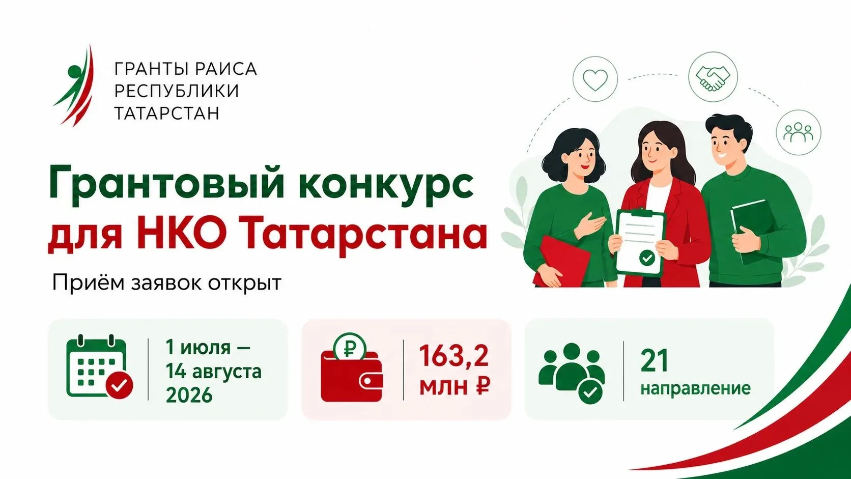 Напомним, с 1 июля по 14 августа 2026 года объявлен приём заявок на участие в грантовом...