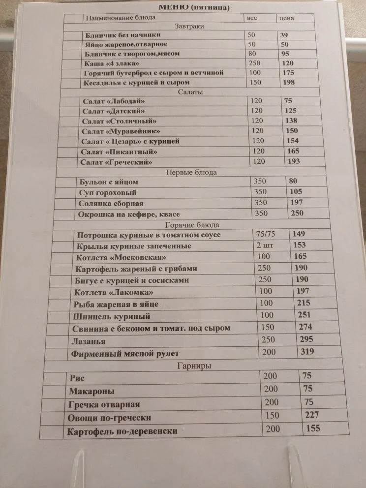 Добрый день! Меню на сегодня! Ждем всех в гости!