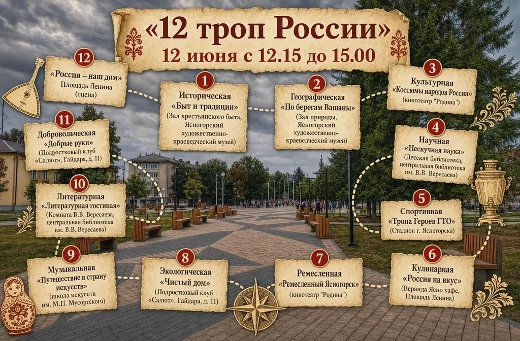 Квест «12 троп России» в Ясногорске — отправляемся в путешествие по родному краю! 
 
Уважаемые жител