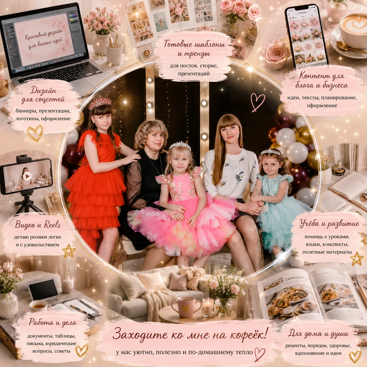 Мои дочурки и я счастливая мама).