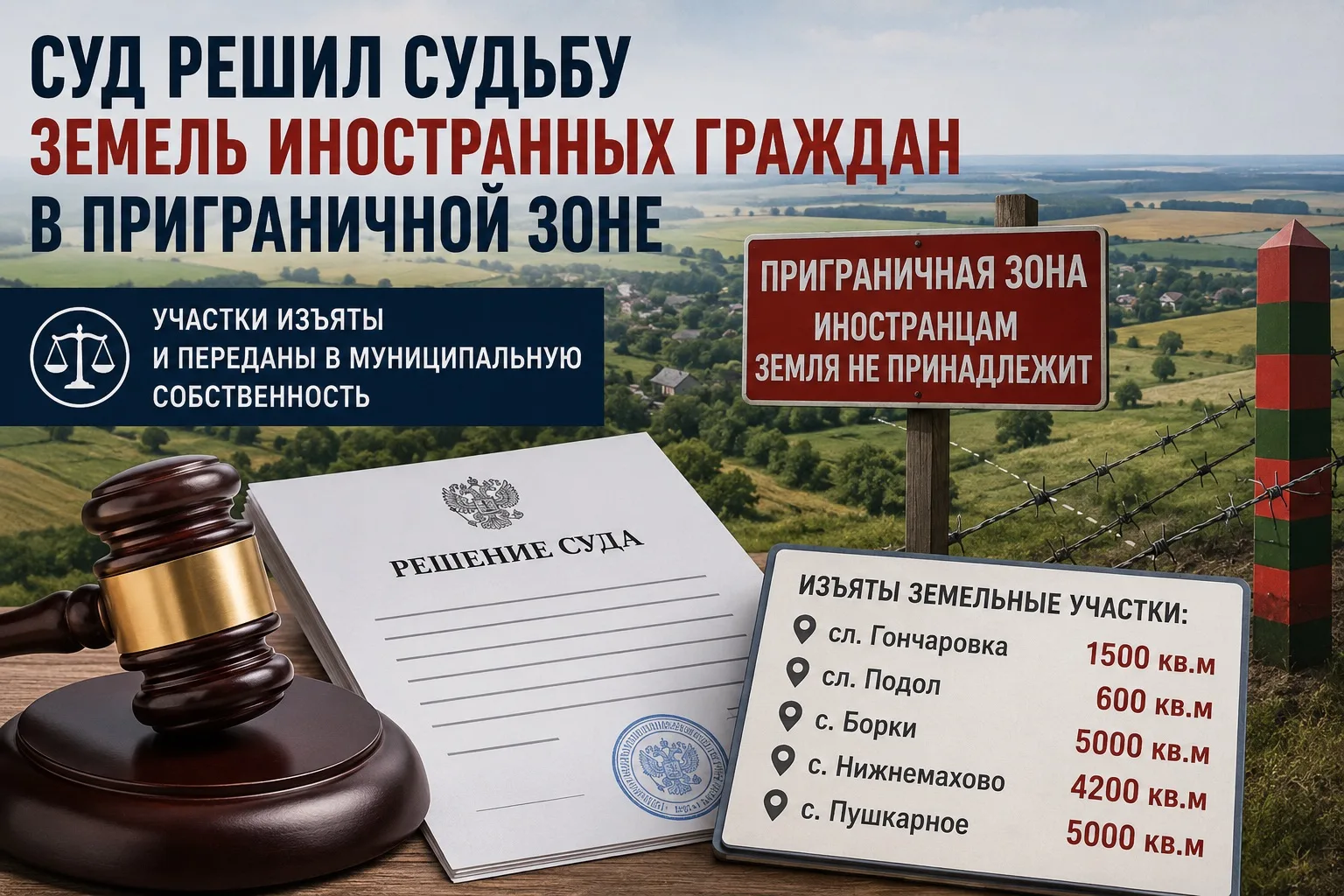 ⚖️ Суд решил судьбу земель иностранных граждан в приграничной зоне Курской области

Суджанский район