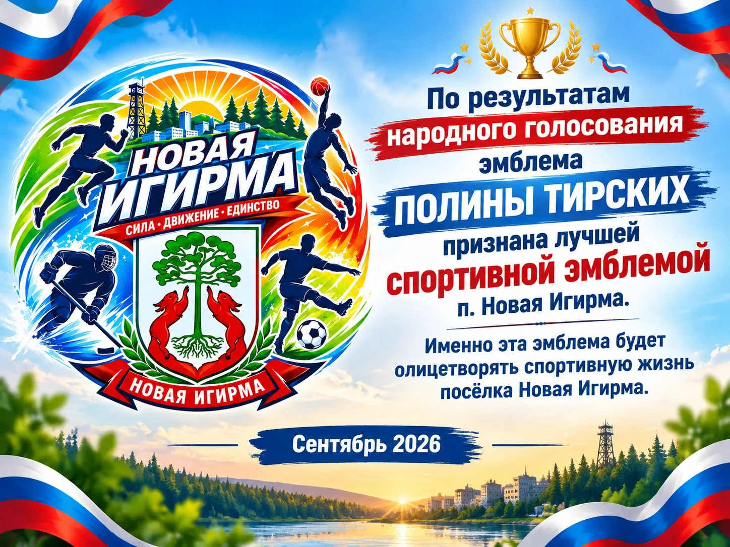 🏆👏 Эмблема выбрана! У Новой Игирмы появился свой спортивный символ🔥⚽️🏅
