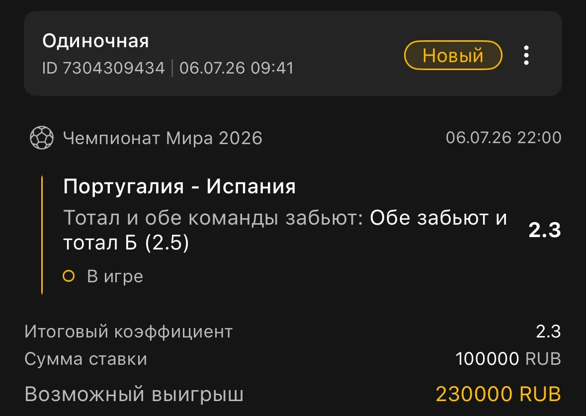 Ставка дня на футбол ⚽️