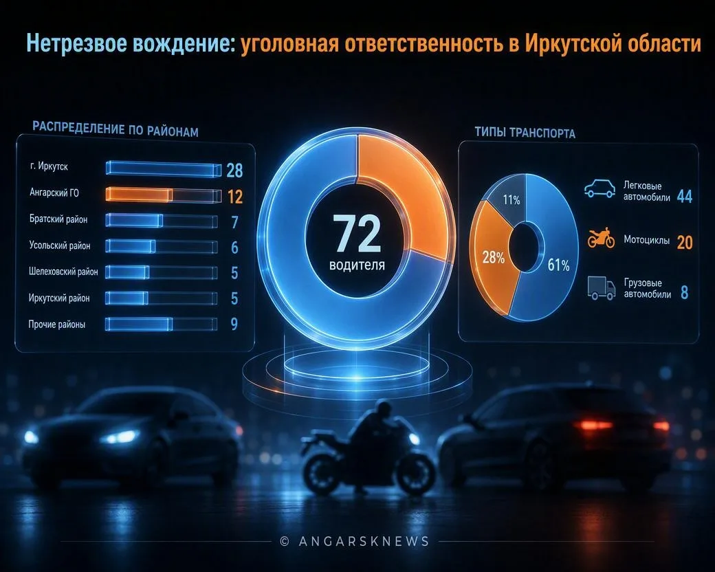 В Ангарском городском округе в июле четверо автомобилистов попали под уголовную статью из‑за того, ч