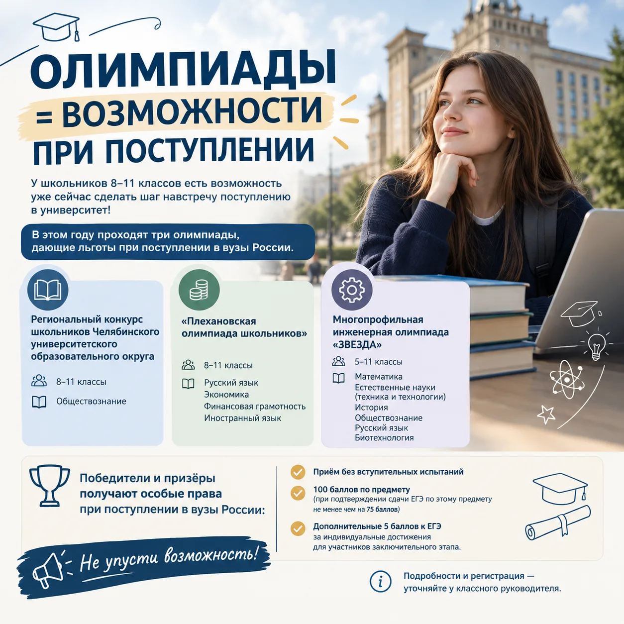 🎓 Школьникам открыт путь к поступлению без экзаменов — стоит воспользоваться!