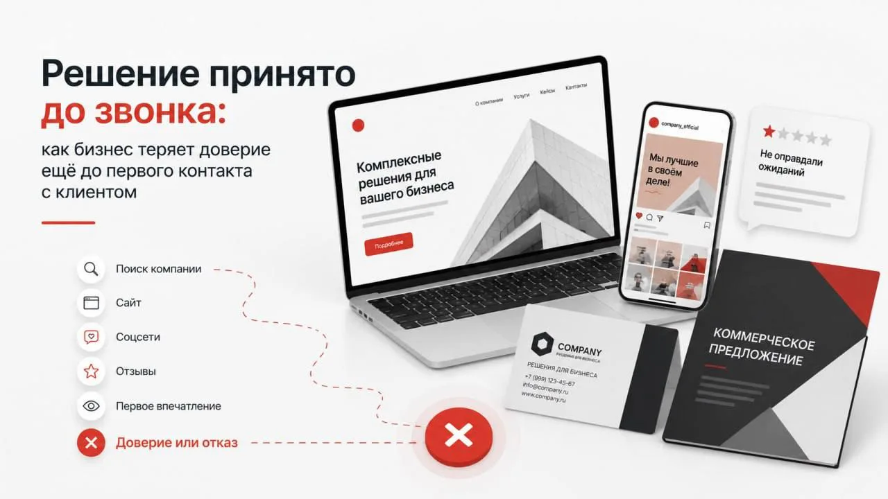 Клиент часто принимает решение ещё до разговора с менеджером. Сайт, соцсети, отзывы, ви...