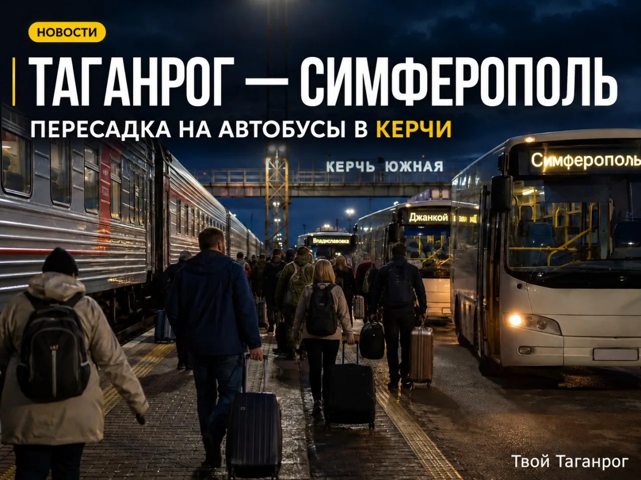 🚆 Пассажиров поезда Таганрог — Симферополь будут пересаживать на автобусы в Керчи