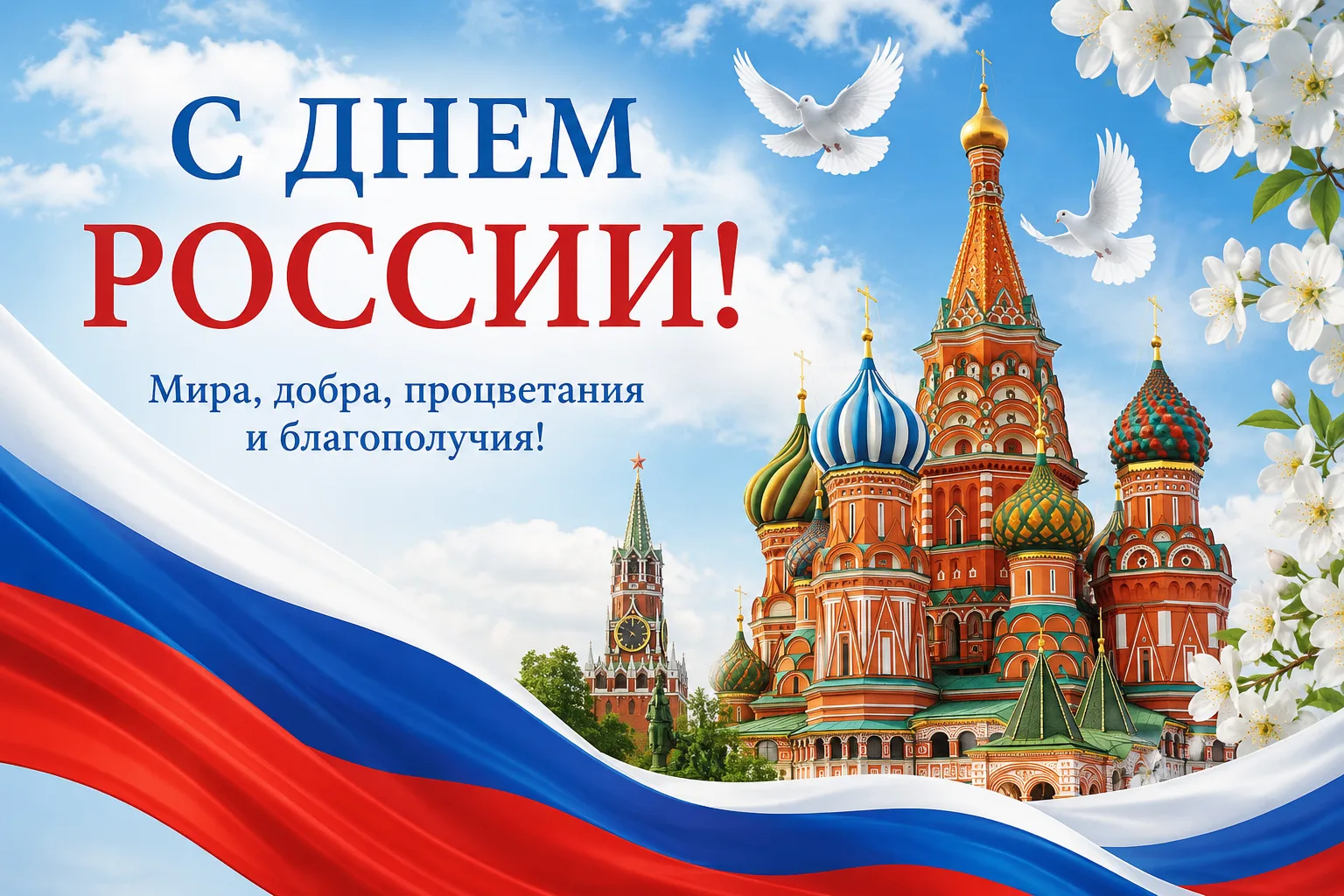 🇷🇺С Днём России, дорогие читатели! 🕊Пусть в каждом доме царят мир и согласие, а любовь к Родине в