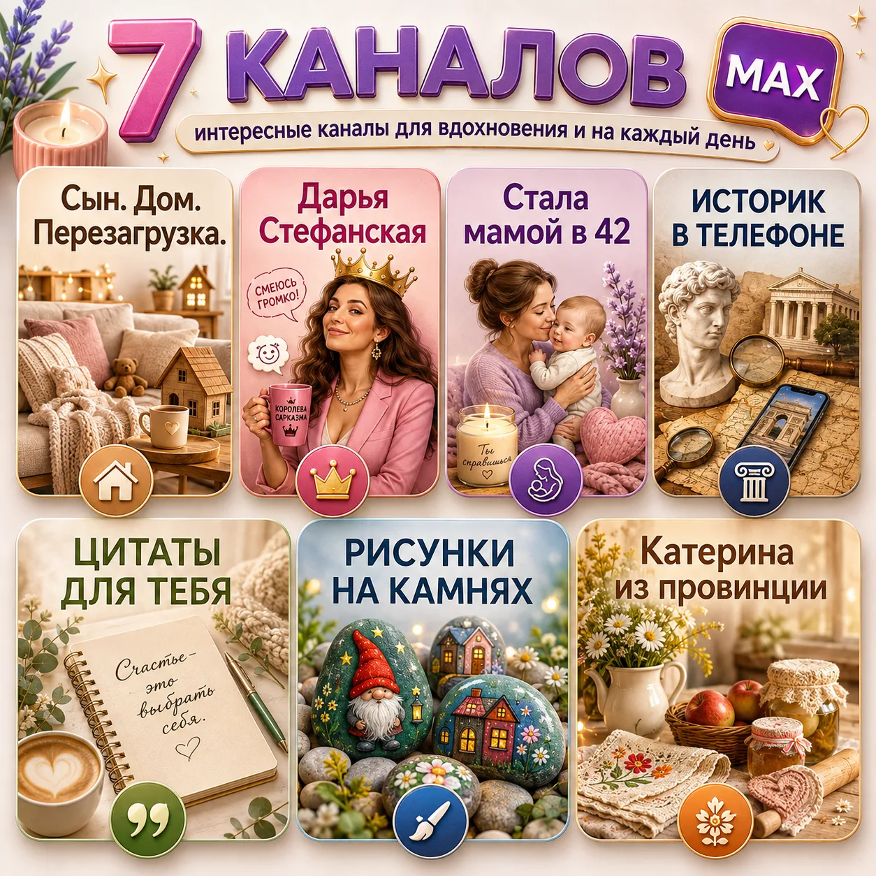 ✨ Каналы про семью, юмор, творчество, жизнь и хорошее настроение.