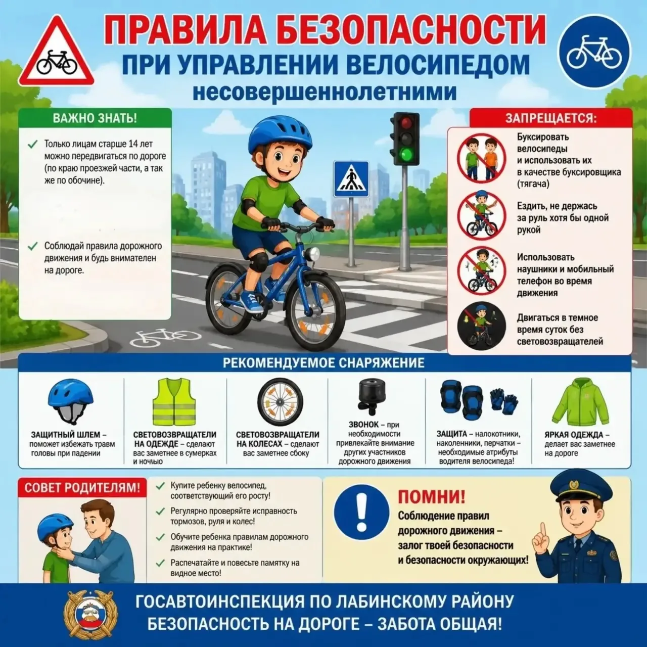 Правила поведения на велосипеде для детей

📍ребенок до 14 лет ни в коем случае не должен ездить по 