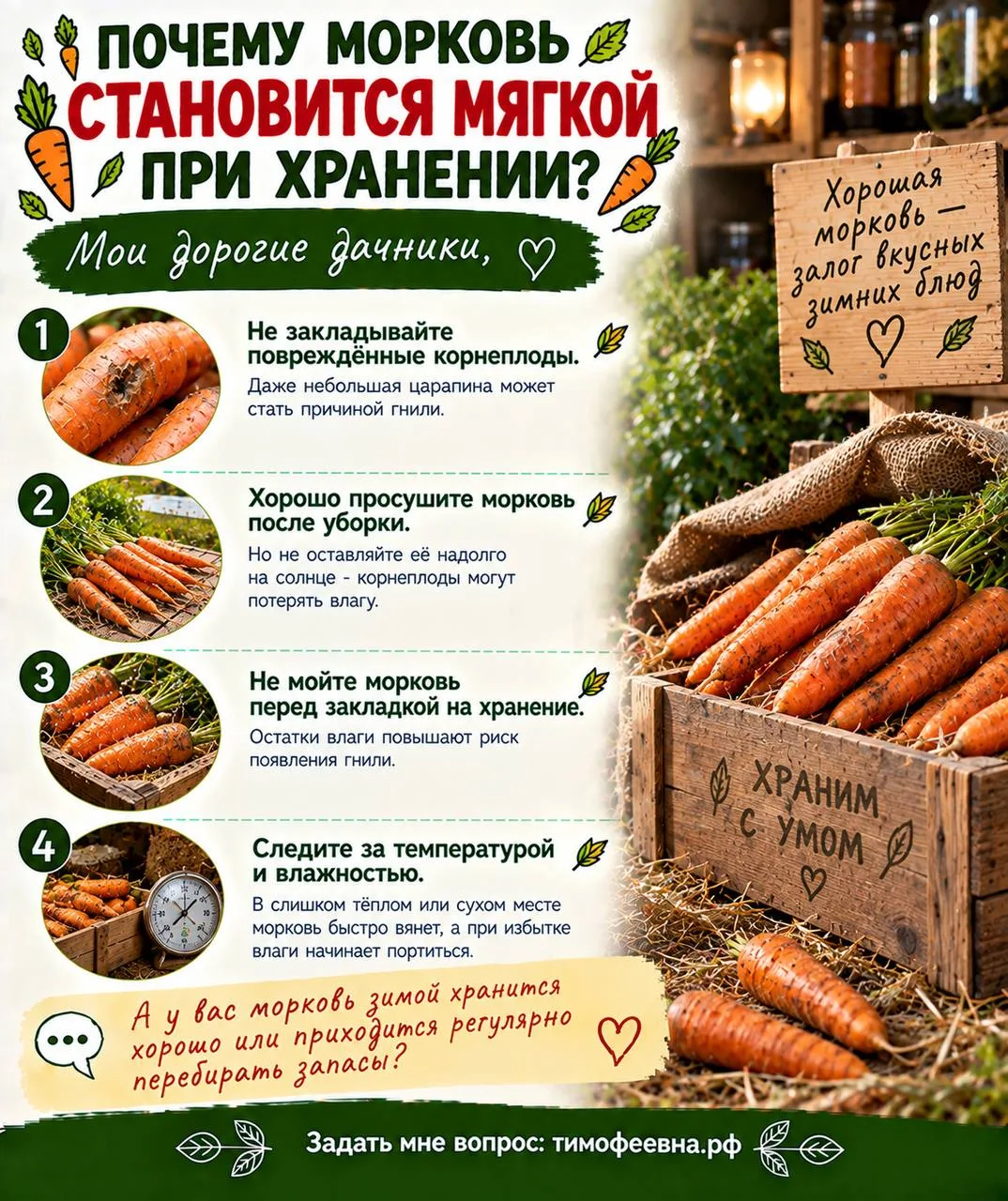 🥕 Почему морковь становится мягкой при хранении?