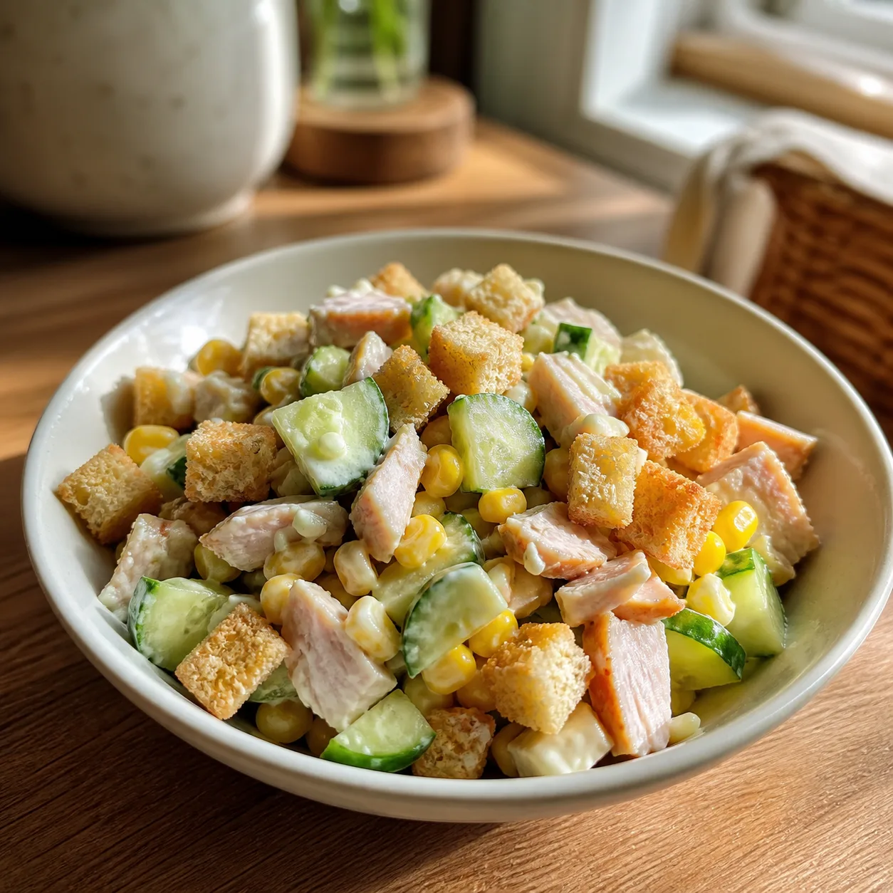 С сухариками и копчёной курицей: домашний вариант