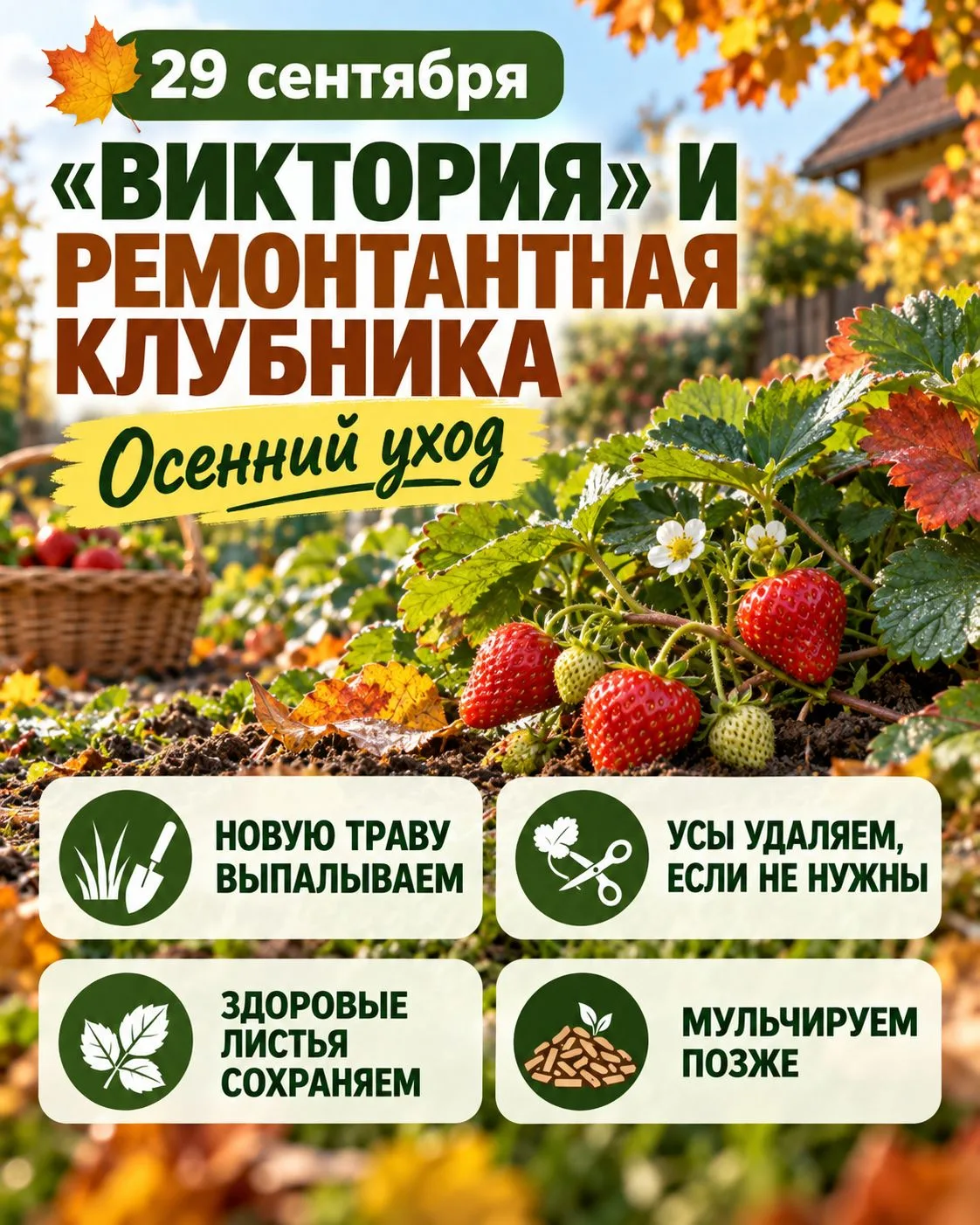 КЛУБНИКА ЗАРОСЛА НОВОЙ ТРАВОЙ. ПОЛОТЬ ИЛИ УЖЕ ОСТАВИТЬ ДО ВЕСНЫ? 🍓