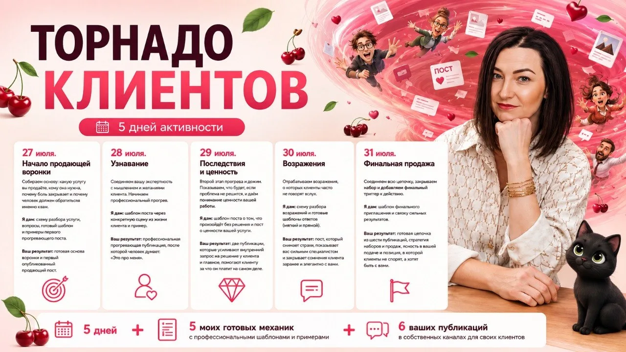 Ну что, вы готовы услышать мой план захвата клиентского внимания для вас? 🍒