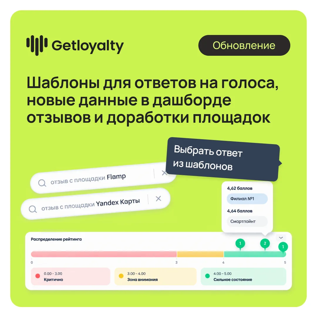 🆕 В Getloyalty — новое обновление. Добавили полезные доработки для работы с отзывами, ...