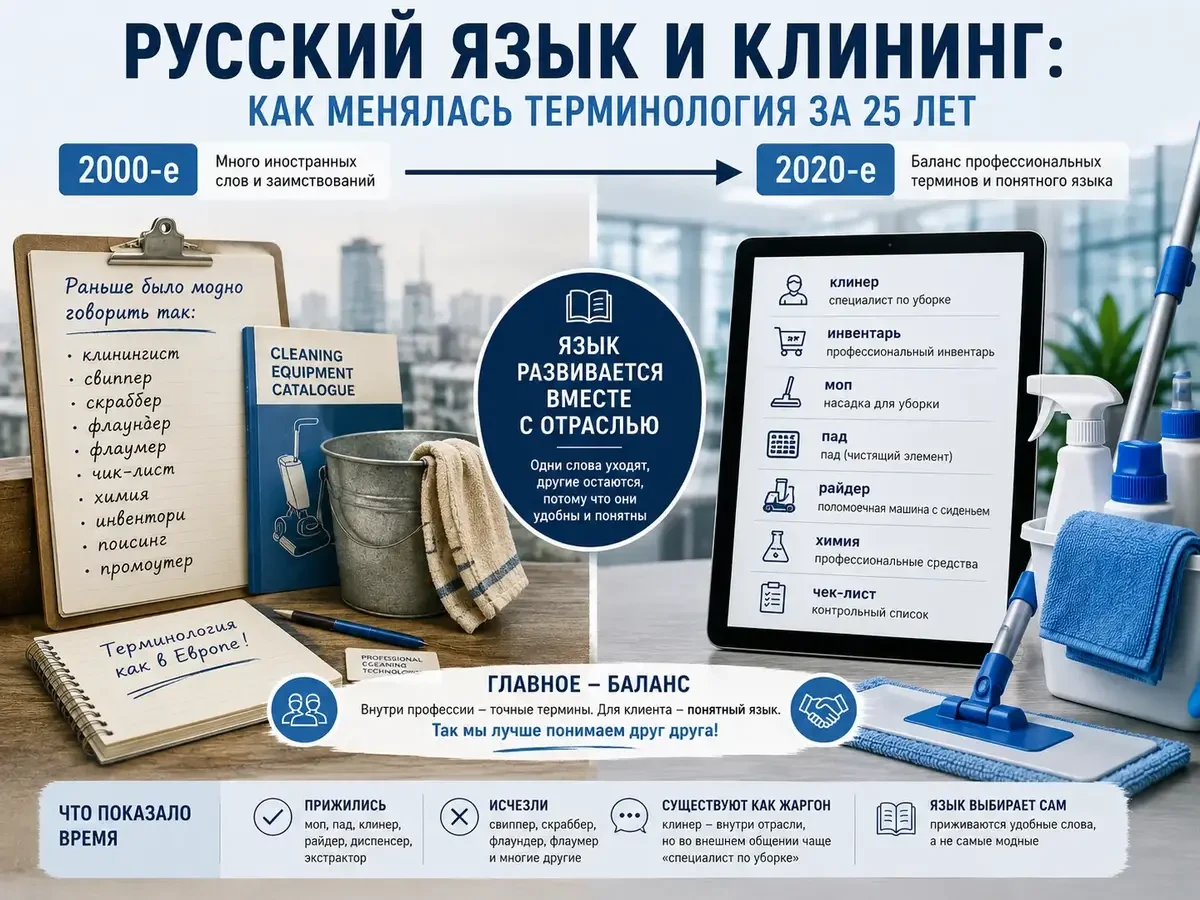 Русский язык и клининг: как язык отрасли изменился за четверть века