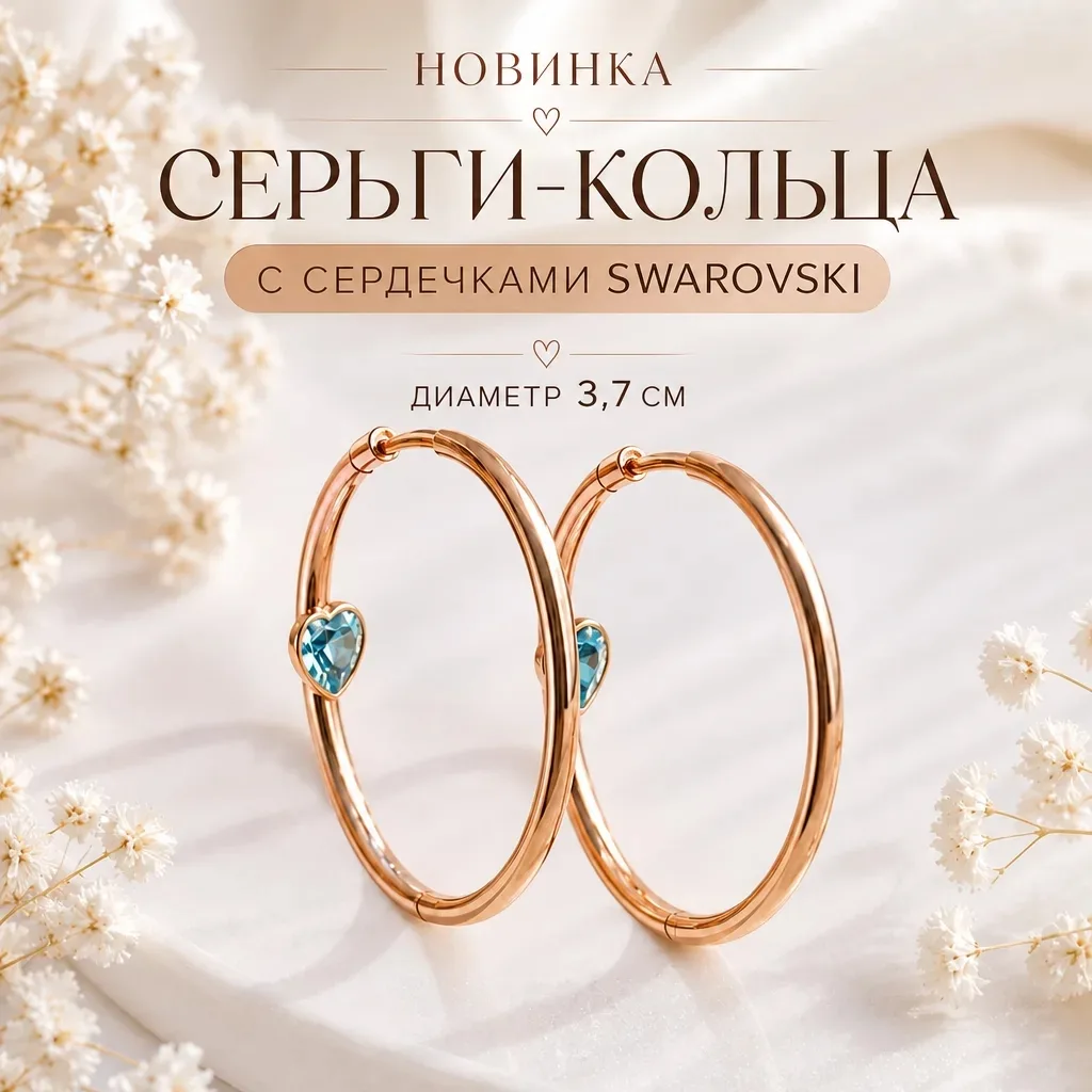 💎Эти серьги-кольца с сердечками SWAROVSKI выглядят действительно стильно и привлекател...