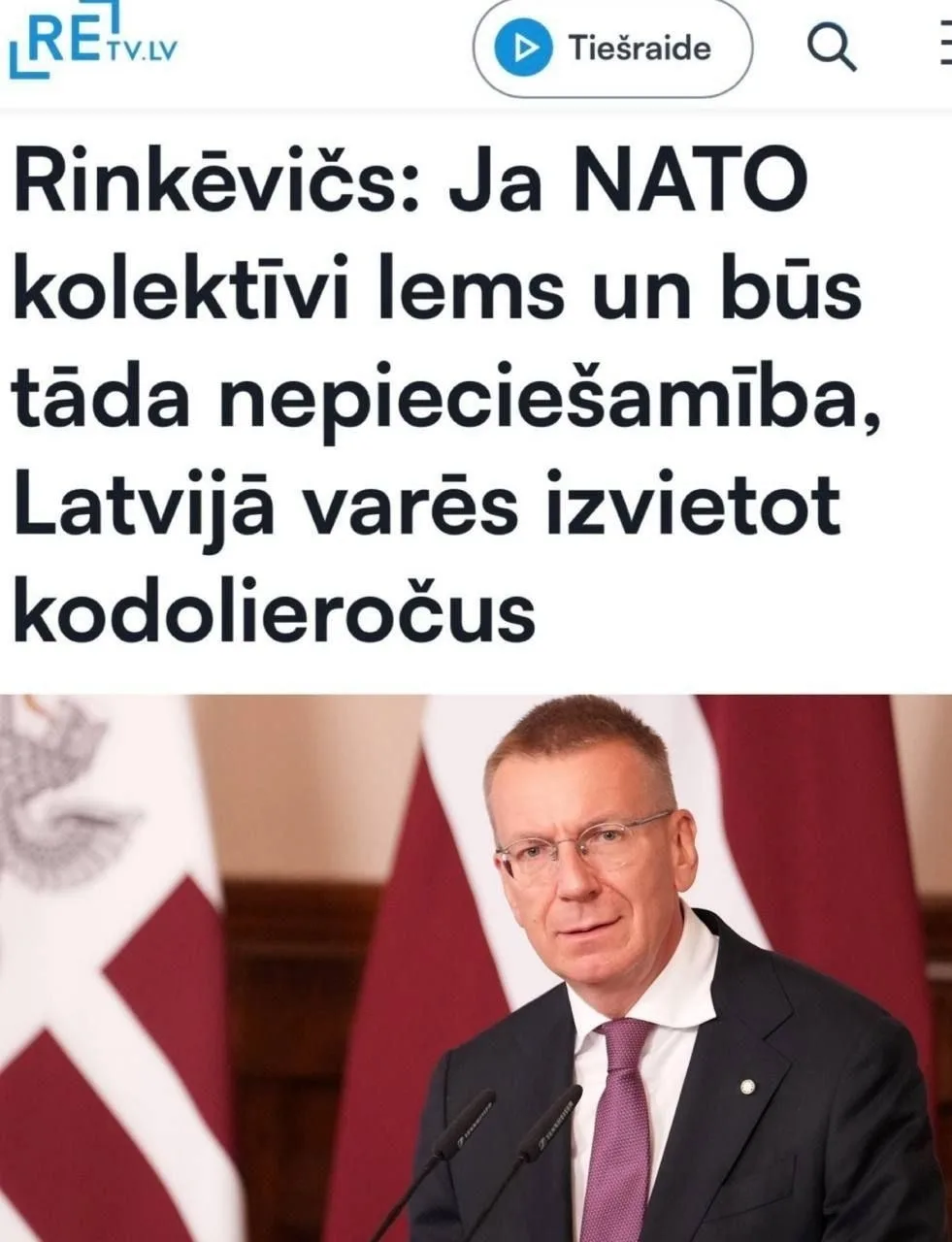 ❗️Вслед за Эстонией Латвия заявила о готовности разместить в стране ядерное оружие.