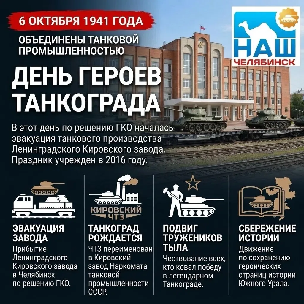 📆 Сегодня Челябинск отмечает День героев Танкограда