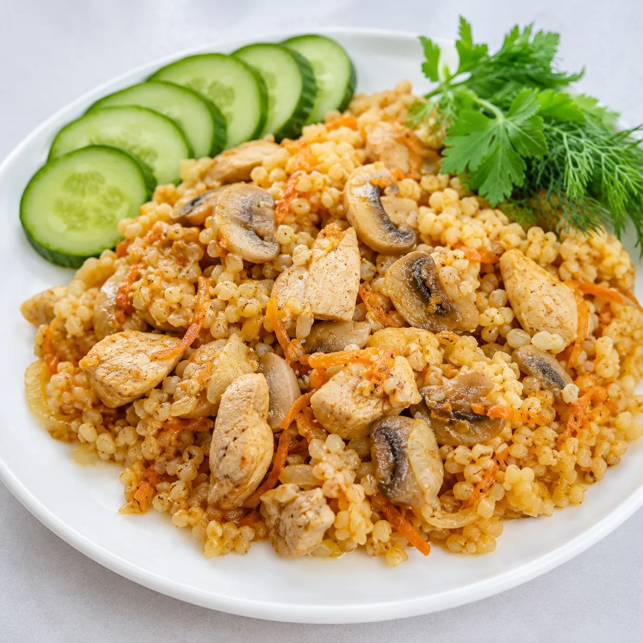 🍛 Обед на 556 ккал: булгур с курицей и грибами