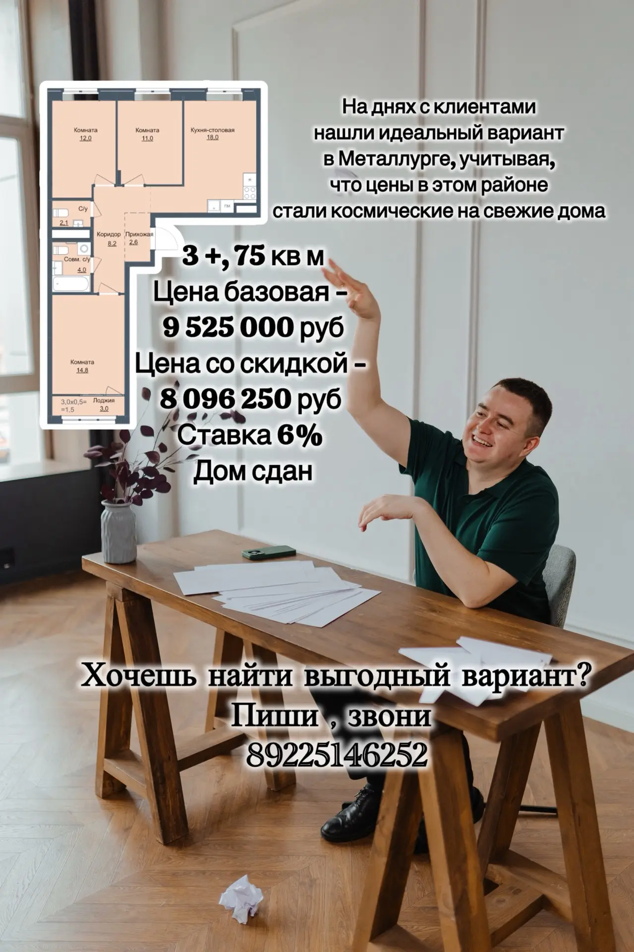 В начале мая бронировали квартиру со скидкой 15%