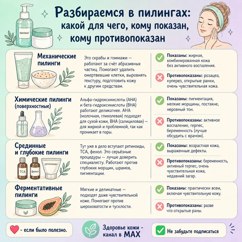🧴 Разбираемся в пилингах: какой для чего, кому показан, кому противопоказан

Пилинги — одна из самы