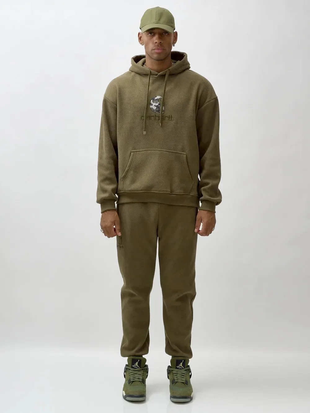 🛍️ Спортивный костюм мужской демисезонный на флисе цвета хаки 332Kh