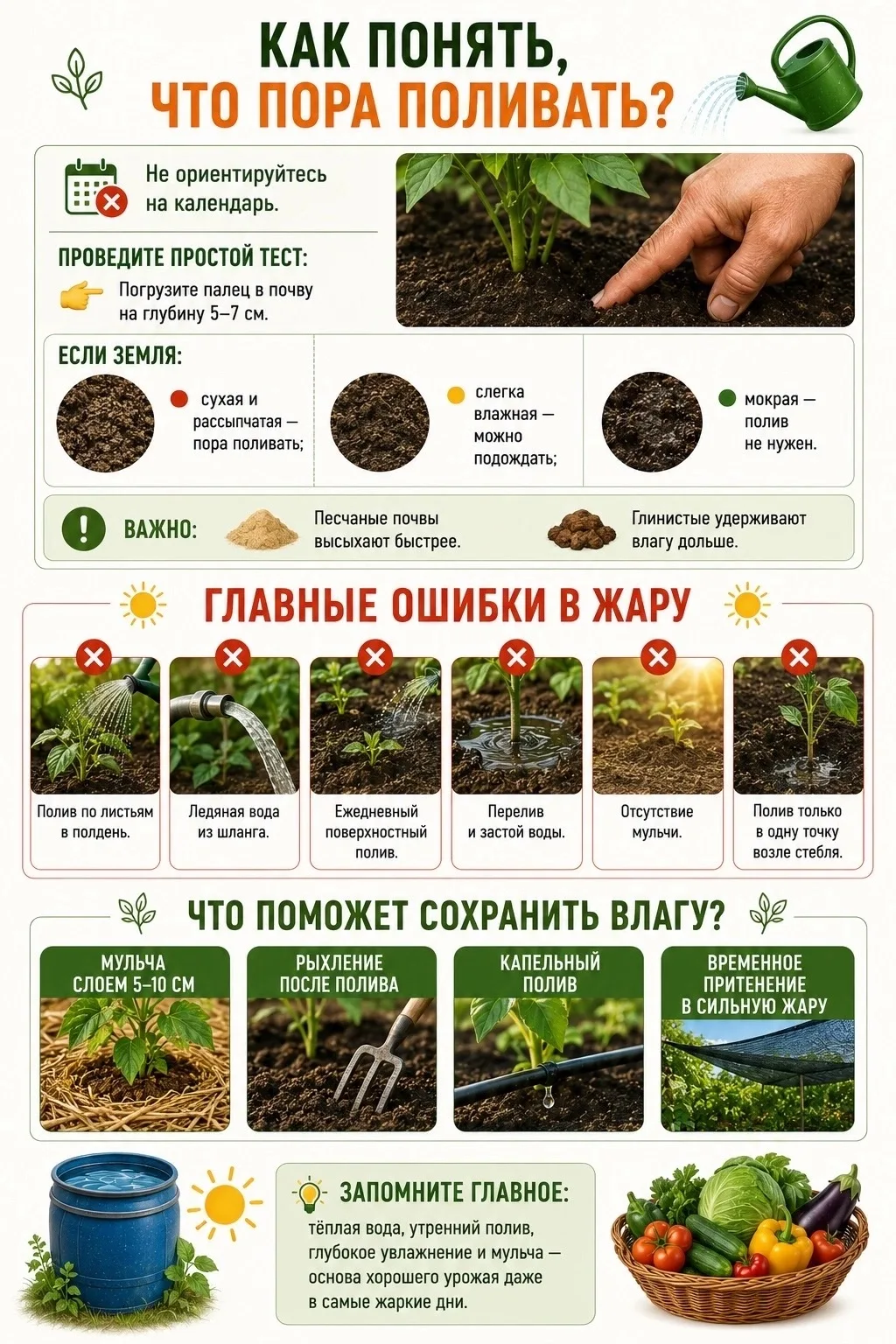 ☀️ ТЕМПЕРАТУРА ЗА 30: Как поливать огород, чтобы не остаться без урожая.