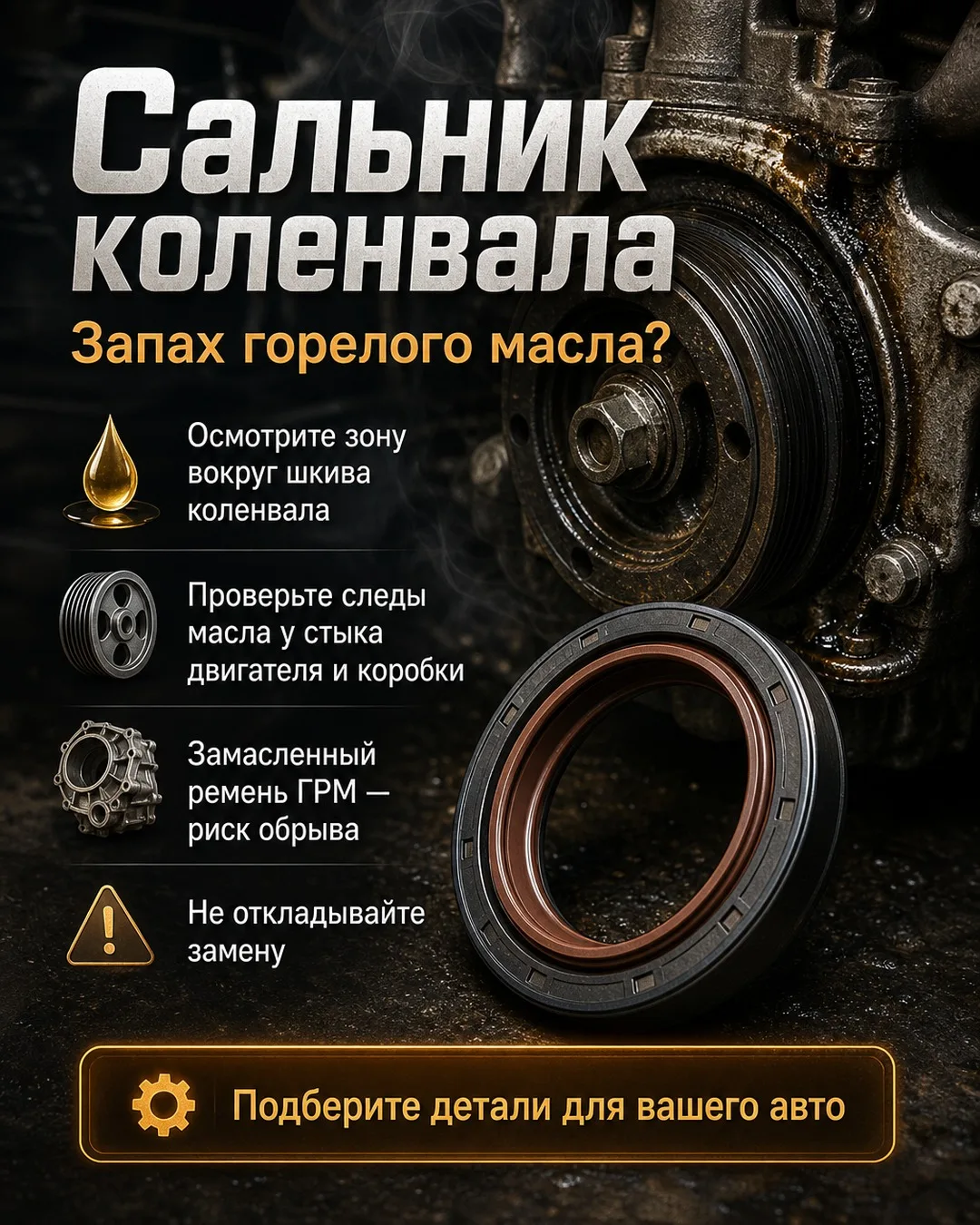 🚗 Запах горелого масла в салоне или под капотом — это не «что-то попало на коллектор»....