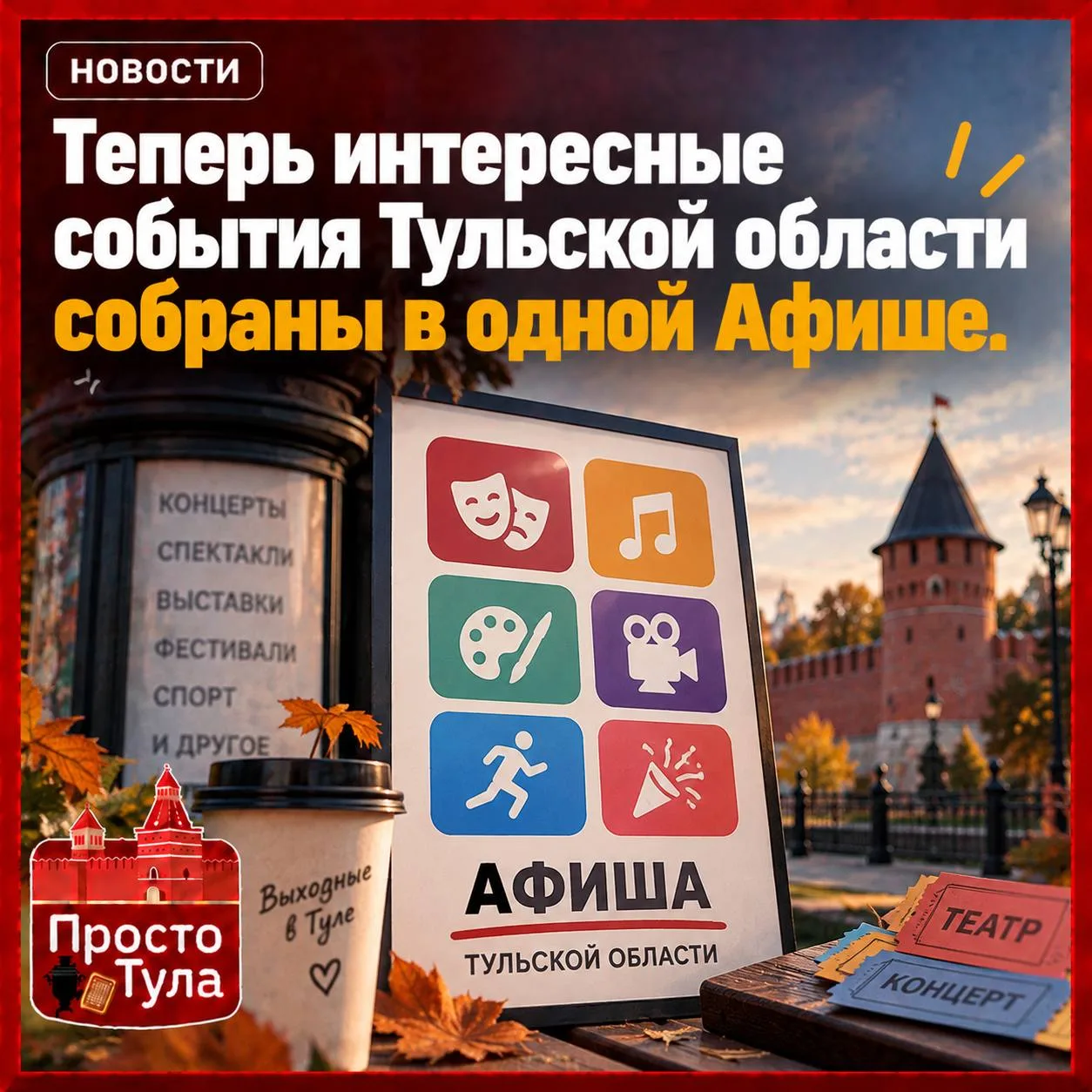 🎭 Теперь интересные события Тульской области собраны в одной Афише.