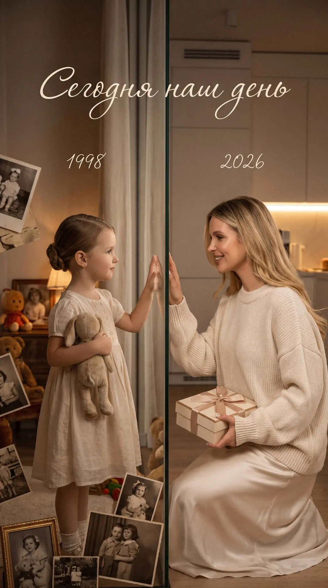Создай вертикальное фотореалистичное изображение 9:16 для соцсетей, в атмосферном cinem...