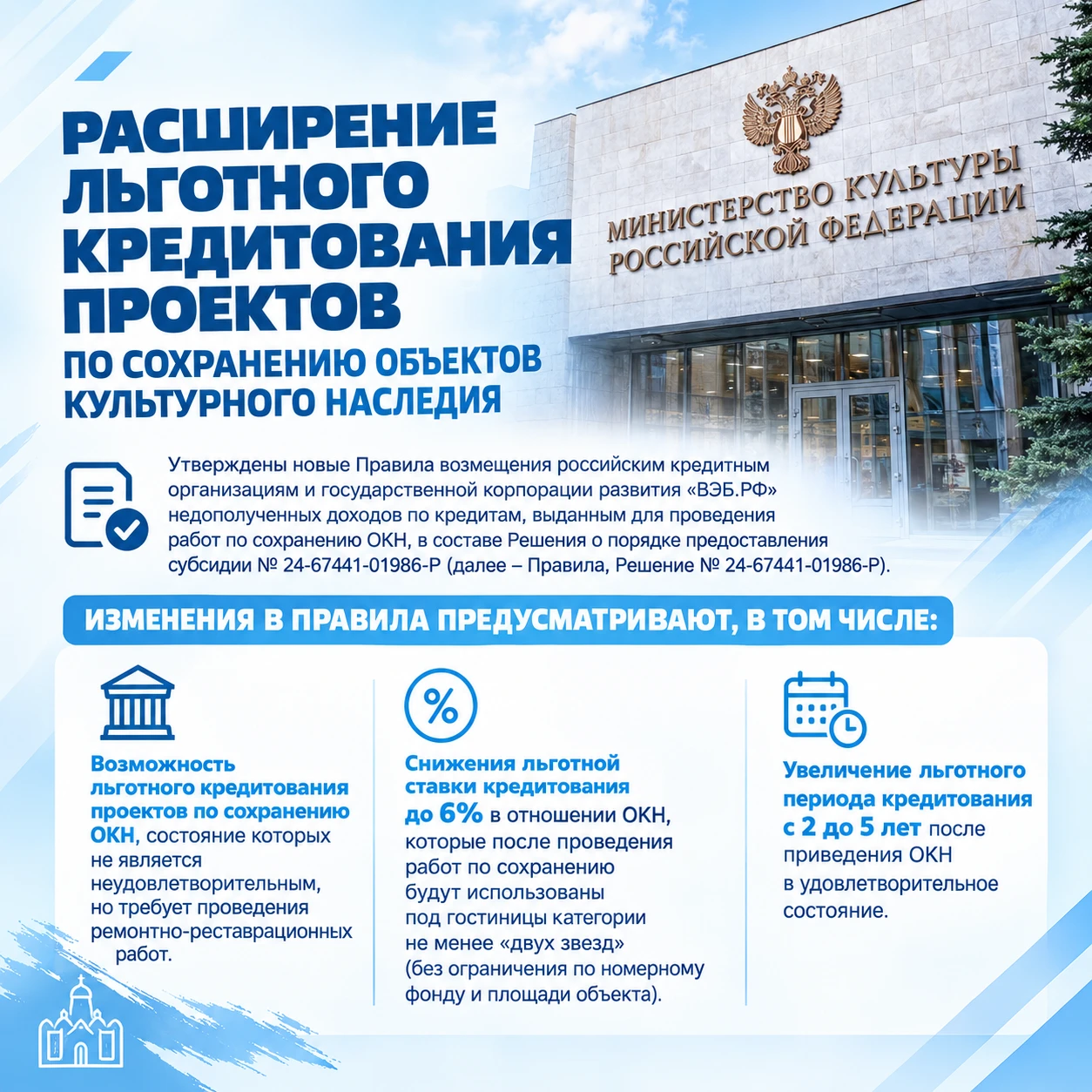 🏛️ Расширение льготного кредитования проектов по сохранению ОКН
