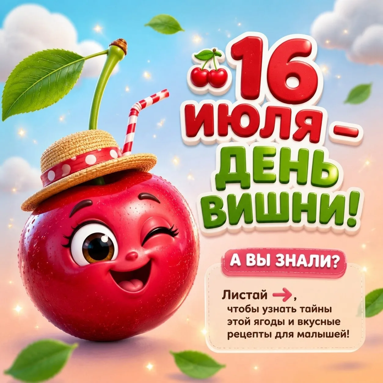 🍒🍒🍒🍒🍒🍒🍒🍒🍒🍒🍒🍒Сегодня, 16 июля, во всем мире отмечают необычный, но очень вкусный праздник