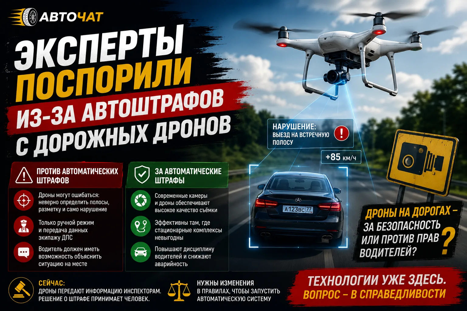 Эксперты поспорили из-за автоматических штрафов с дорожных дронов