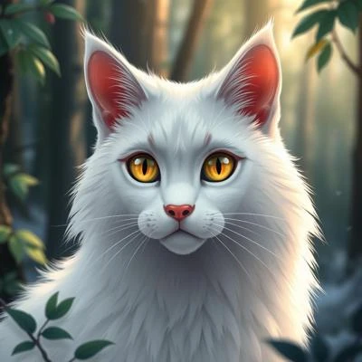 Пушистая белоснежная кошка